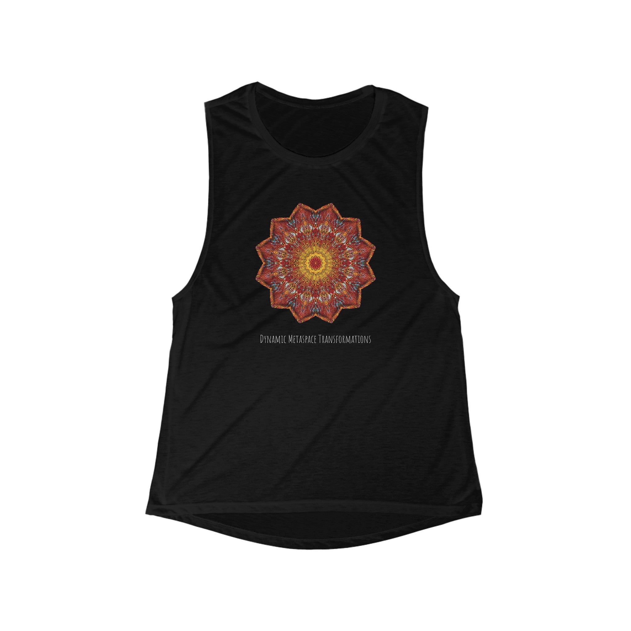Women's Flowy Scoop Muscle Tank - Starflower Mandalas No.1