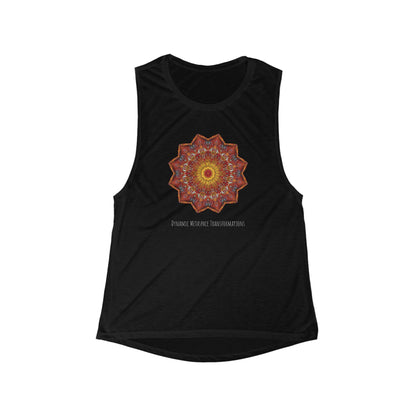 Women's Flowy Scoop Muscle Tank - Starflower Mandalas No.1