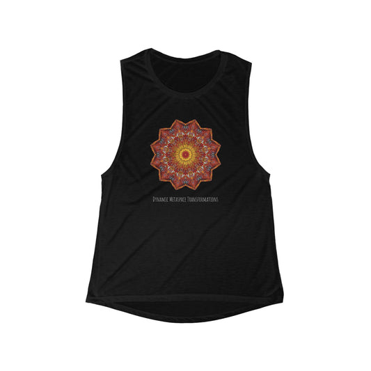 Women's Flowy Scoop Muscle Tank - Starflower Mandalas No.1