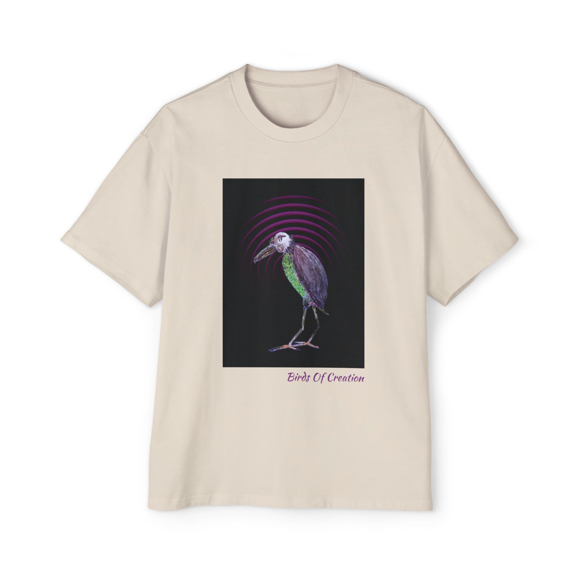 Men's Heavy Oversized Tee - Birds Of Creation No.2b