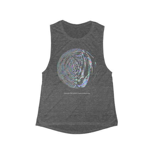 Women's Flowy Scoop Muscle Tank - Fractal Moon No.2
