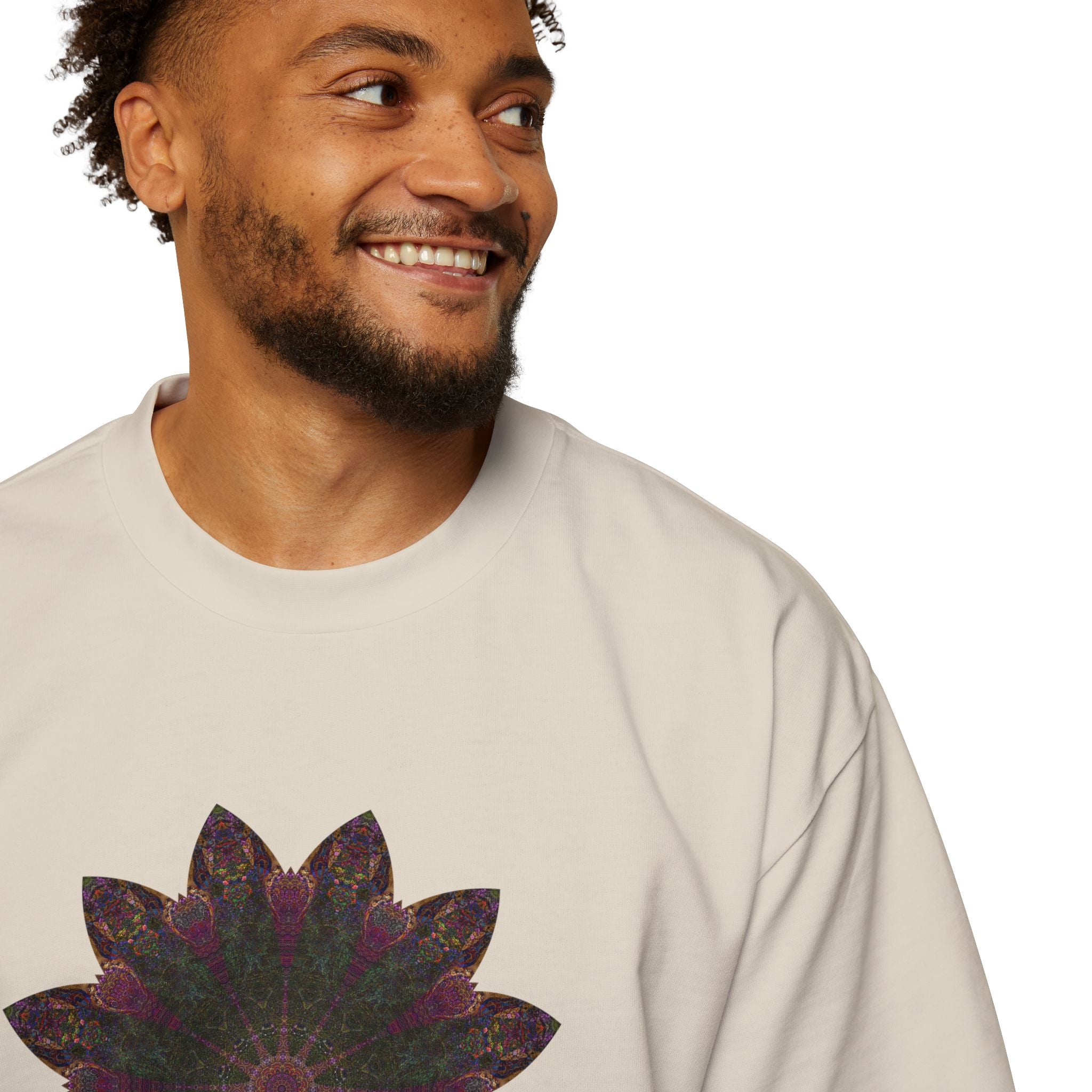 Men's Heavy Oversized Tee - Love Light Mandalas No.7