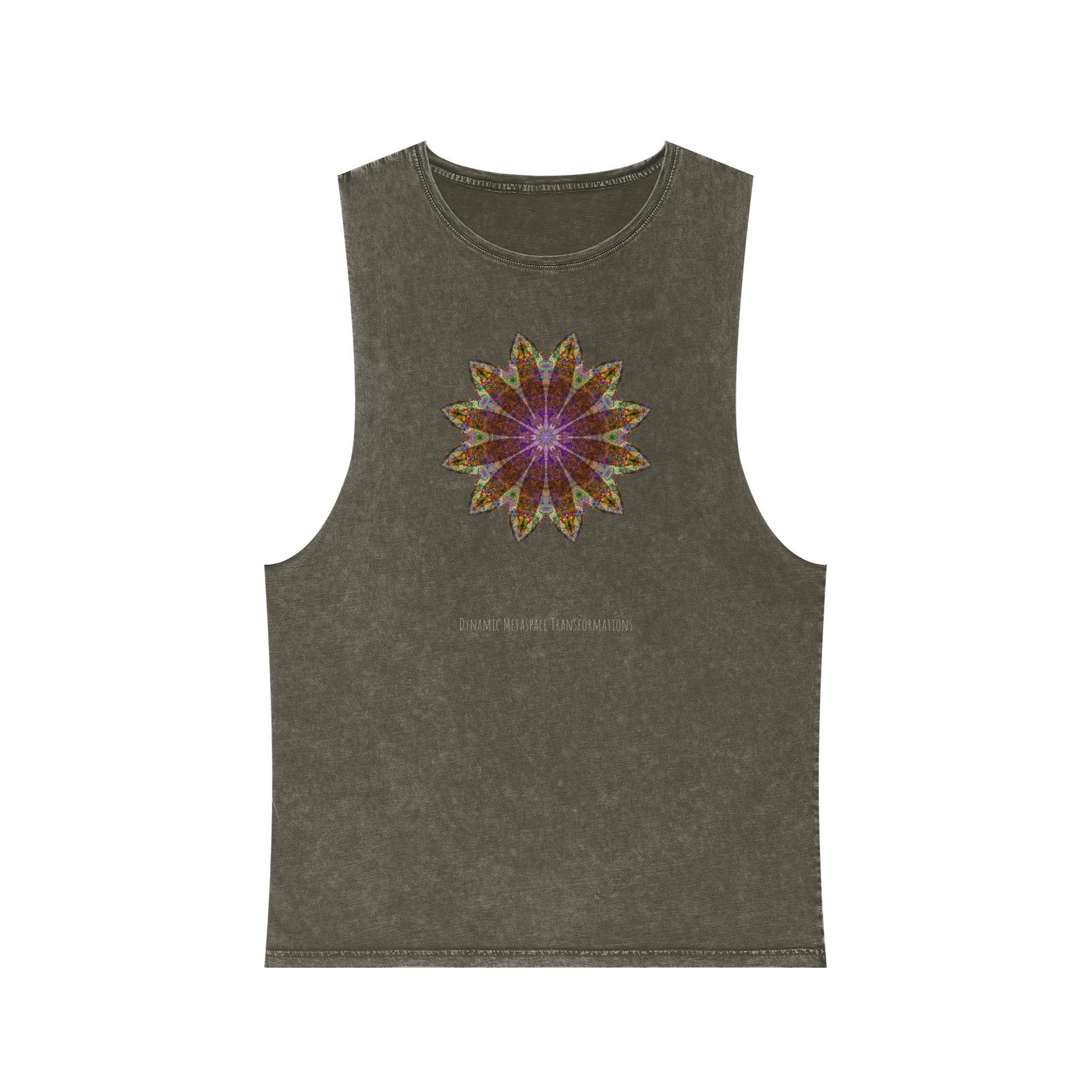 Unisex Stonewash Tank Top - Love Light Mandalas No.13
