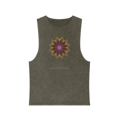 Unisex Stonewash Tank Top - Love Light Mandalas No.13