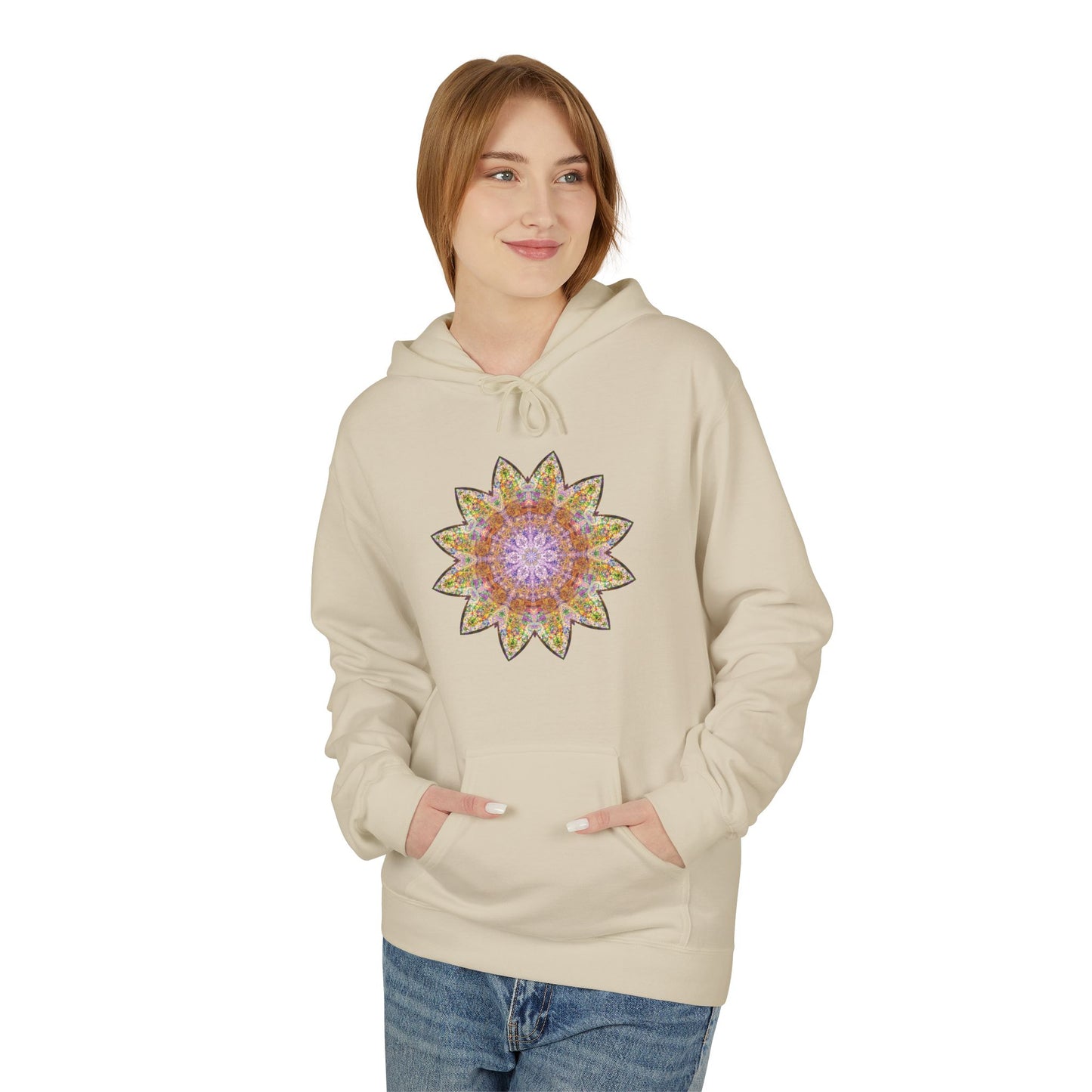 Unisex Midweight Softstyle Fleece Hoodie - Love Light Mandalas No.14