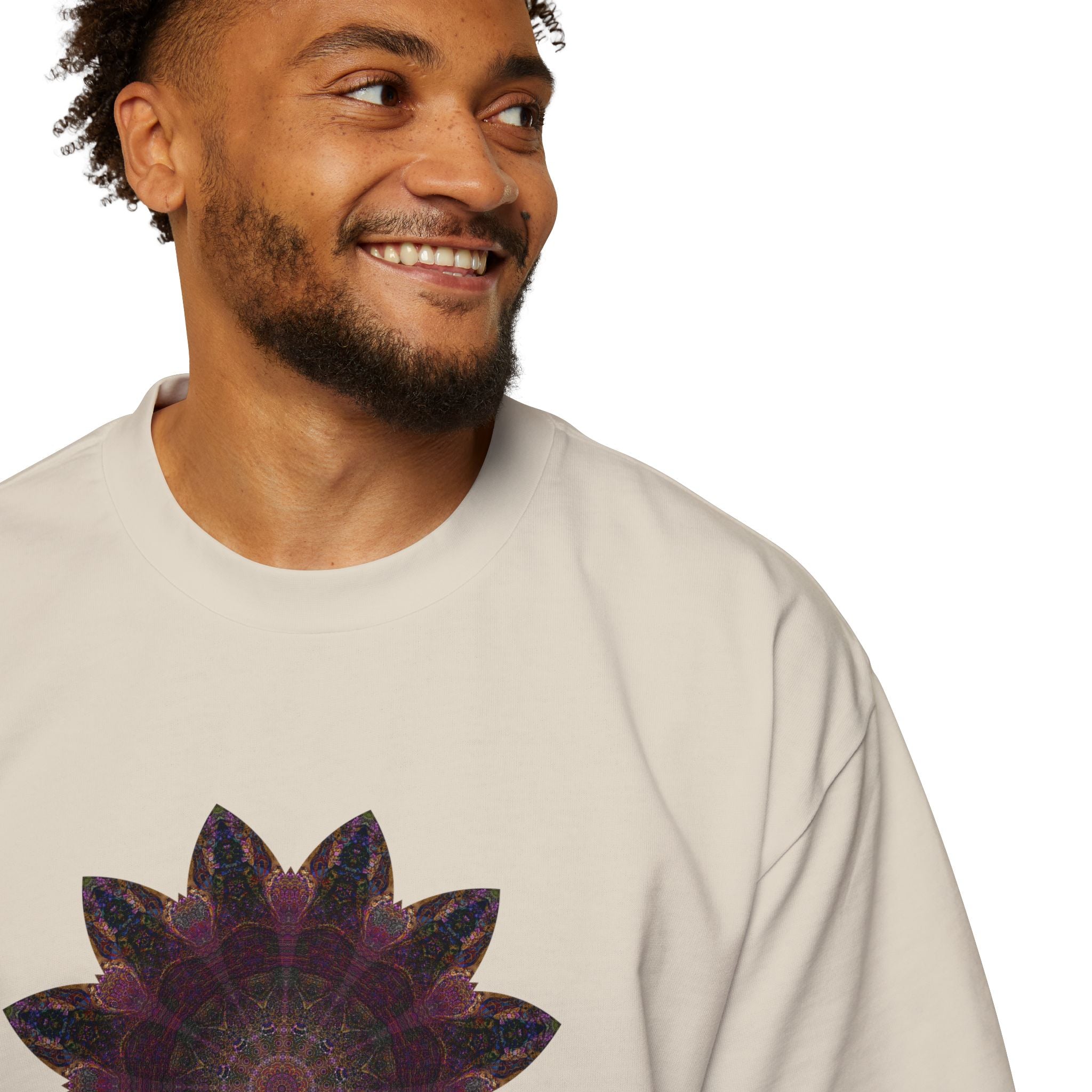 Men's Heavy Oversized Tee - Love Light Mandalas No.8