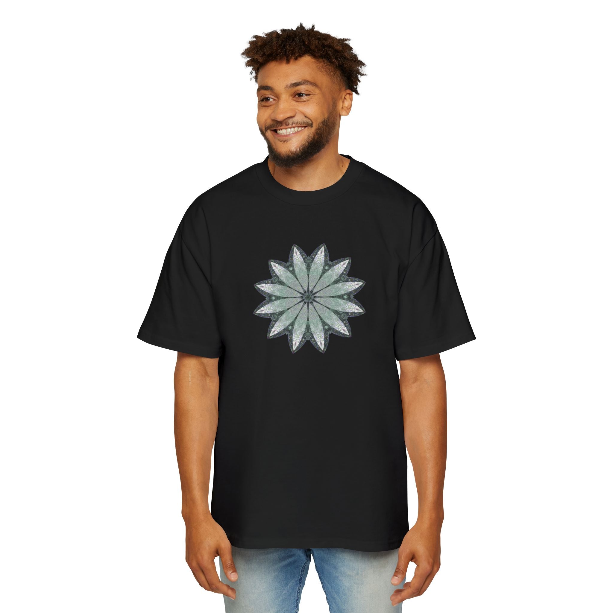 Men's Heavy Oversized Tee - Love Light Mandalas No.22