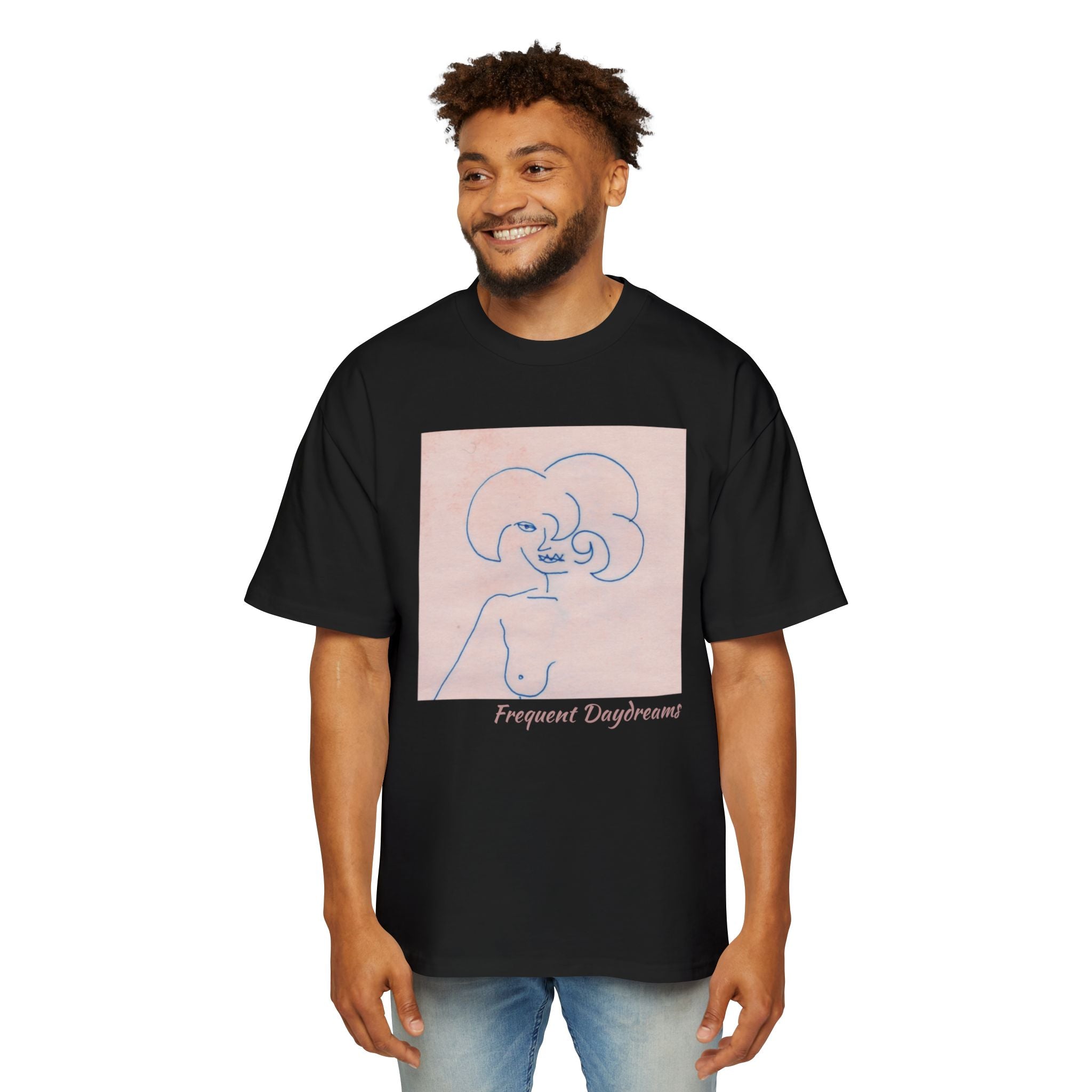 Men's Heavy Oversized Tee - Frequent Daydreams Sketch No.45
