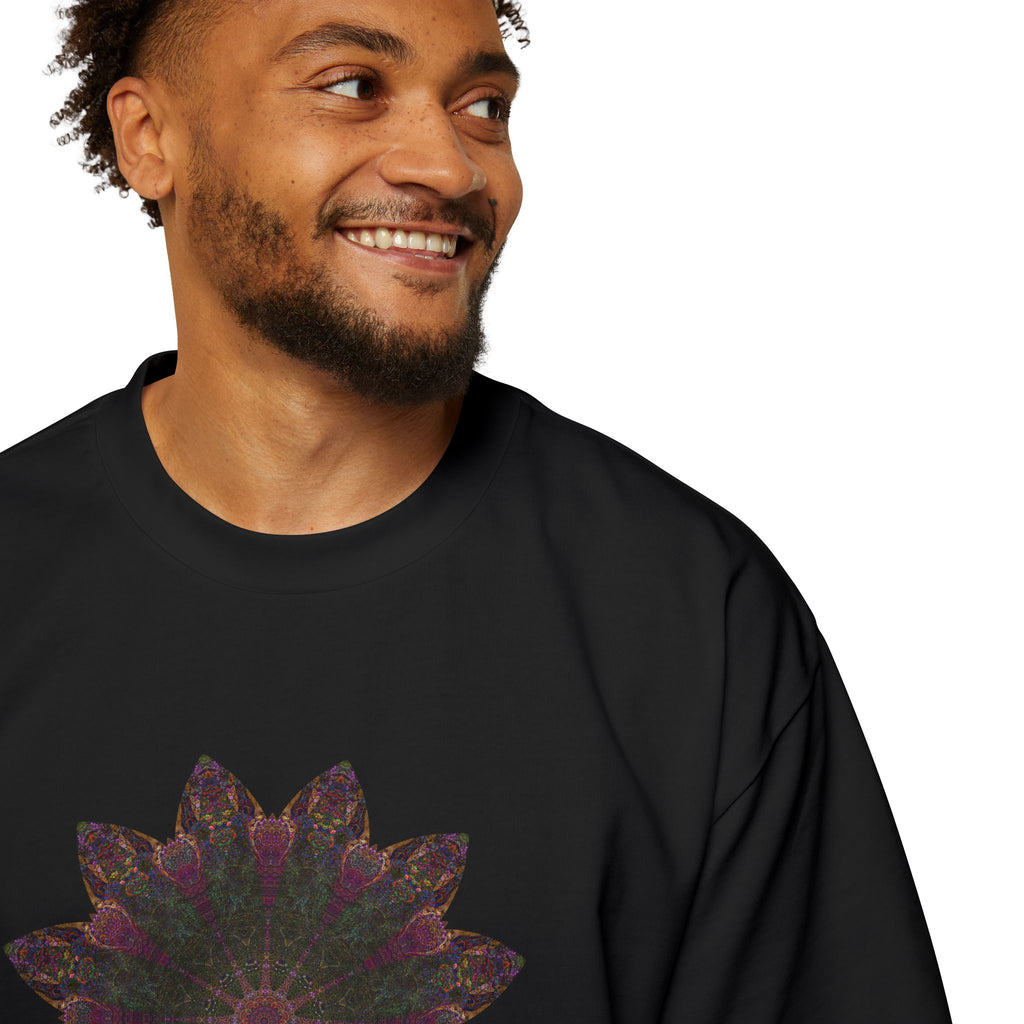 Men's Heavy Oversized Tee - Love Light Mandalas No.7