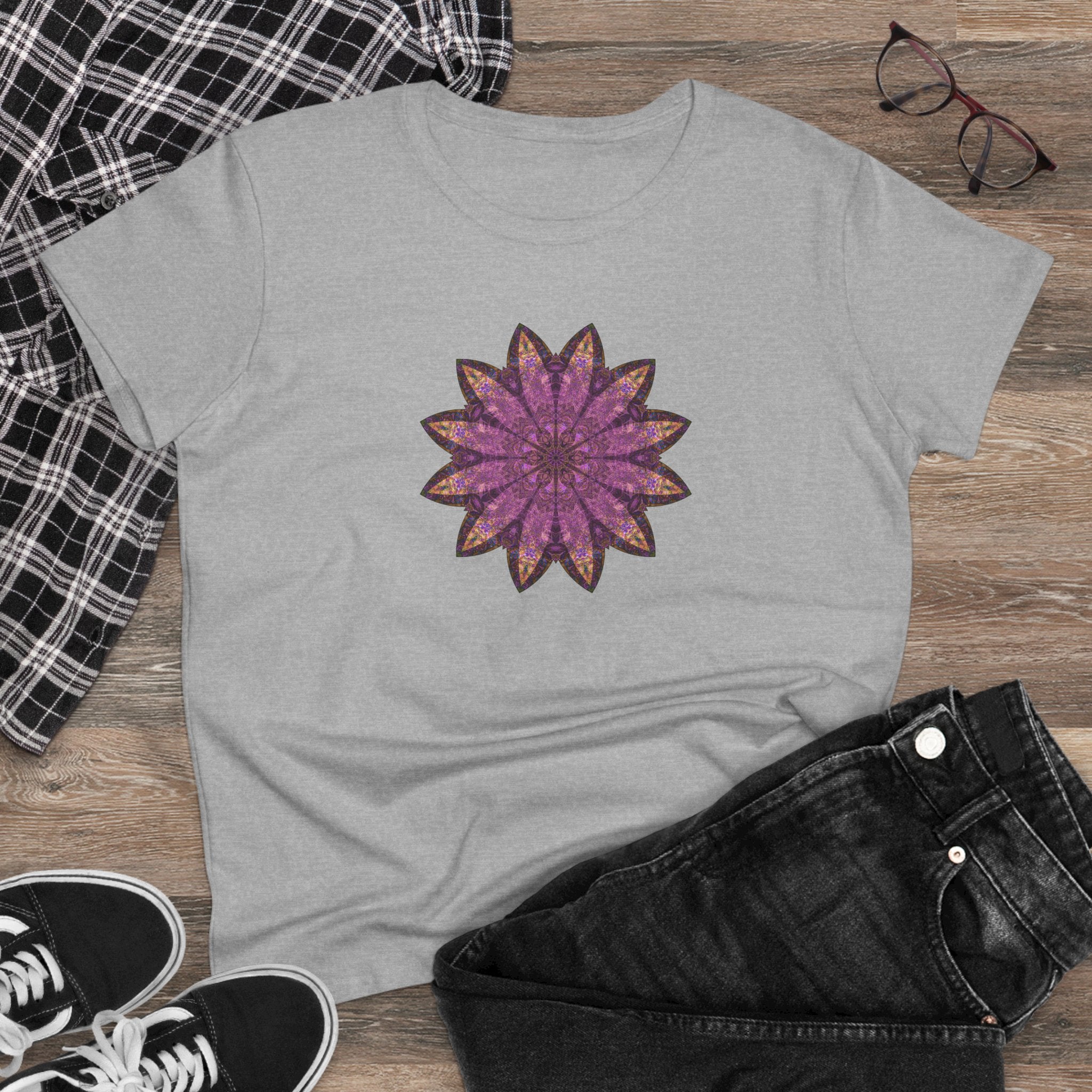 Women's Midweight Cotton Tee - Love Light Mandalas No.16
