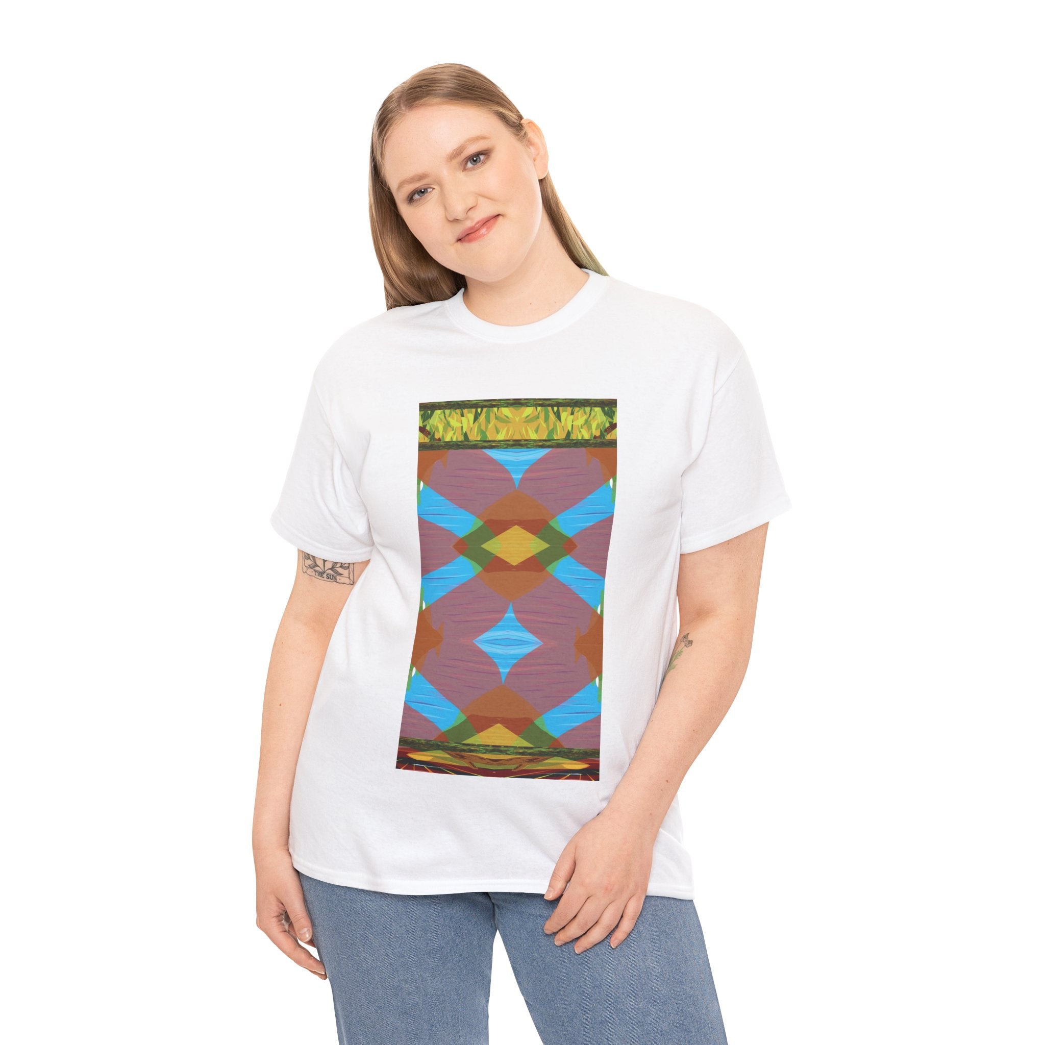 Unisex Heavy Cotton Tee - The Traveller Series (Abstract Autumn)