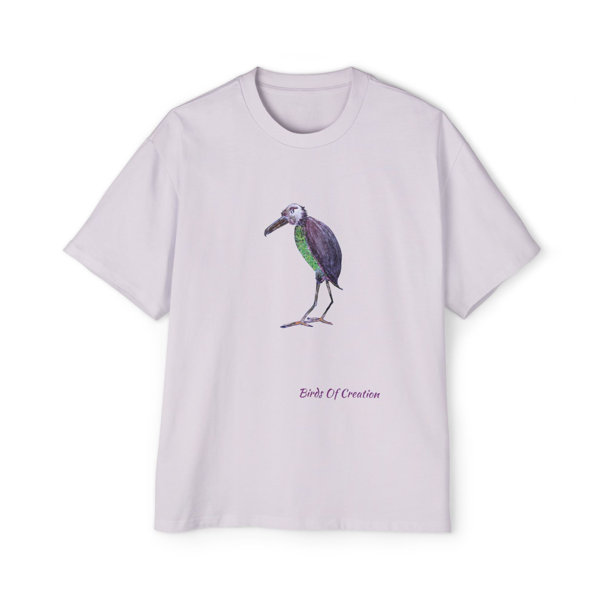 Men's Heavy Oversized Tee - Birds Of Creation No.2