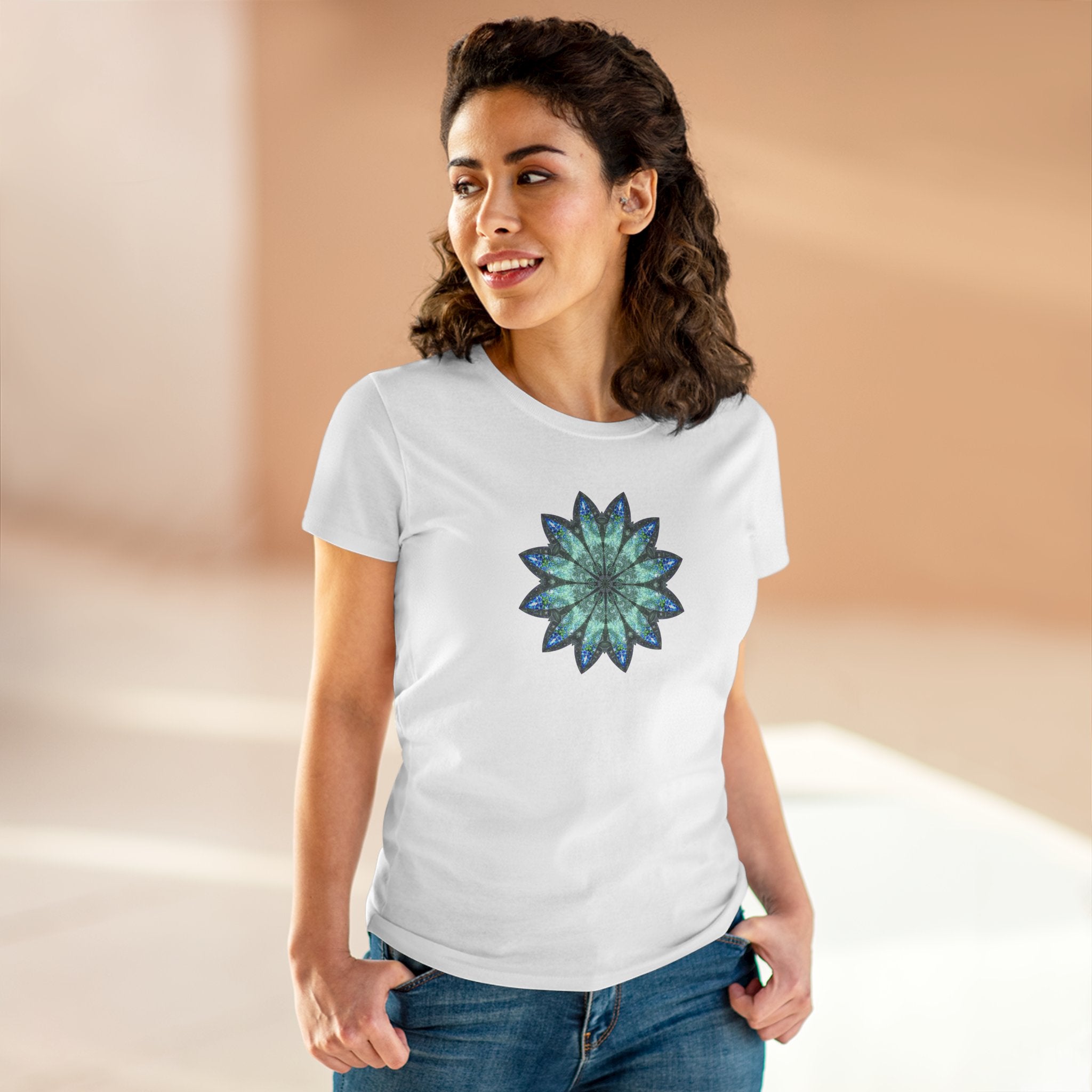 Women's Midweight Cotton Tee - Love Light Mandalas No.20