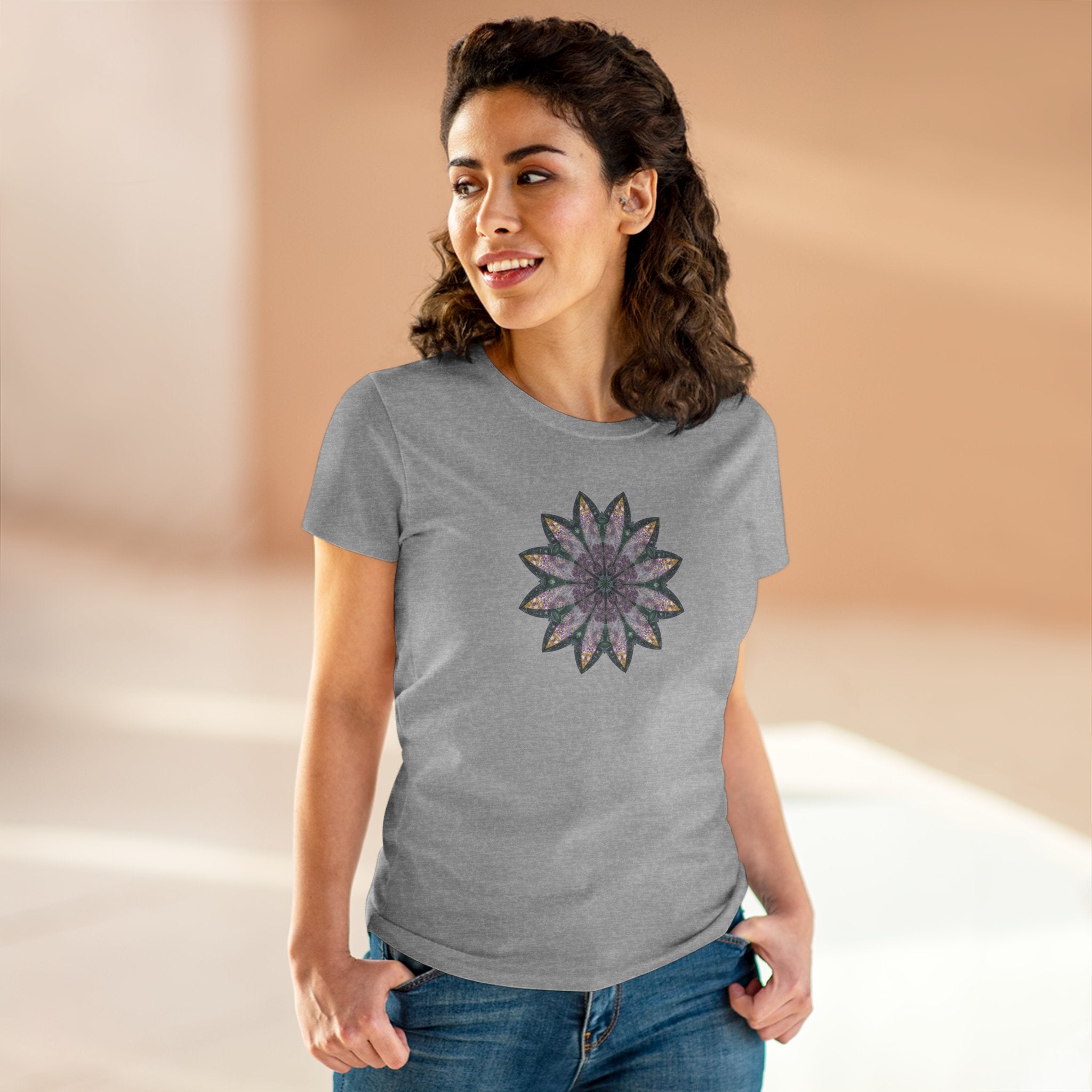 Women's Midweight Cotton Tee - Love Light Mandalas No.21