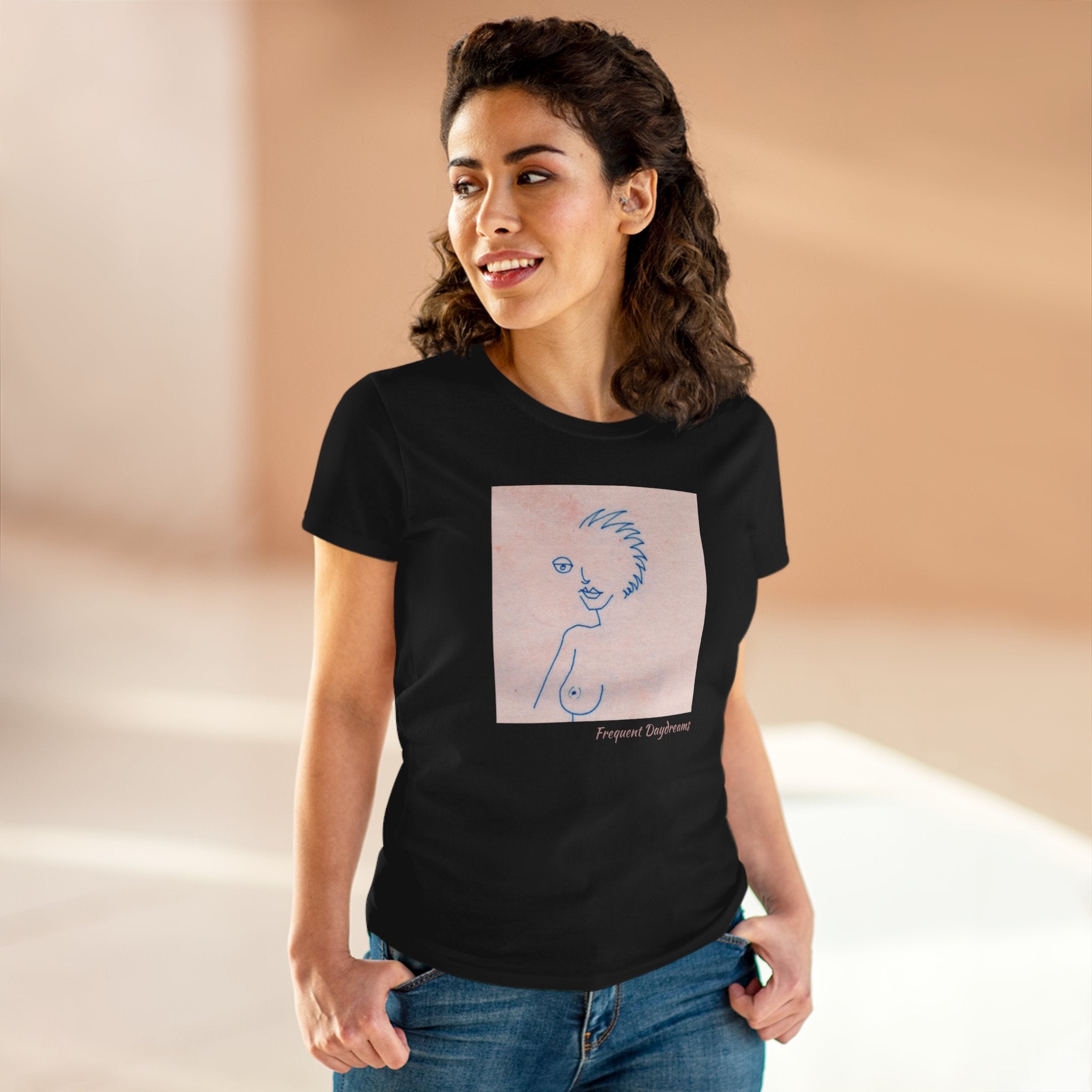 Women's Midweight Cotton Tee - Frequent Daydreams Sketch No.46