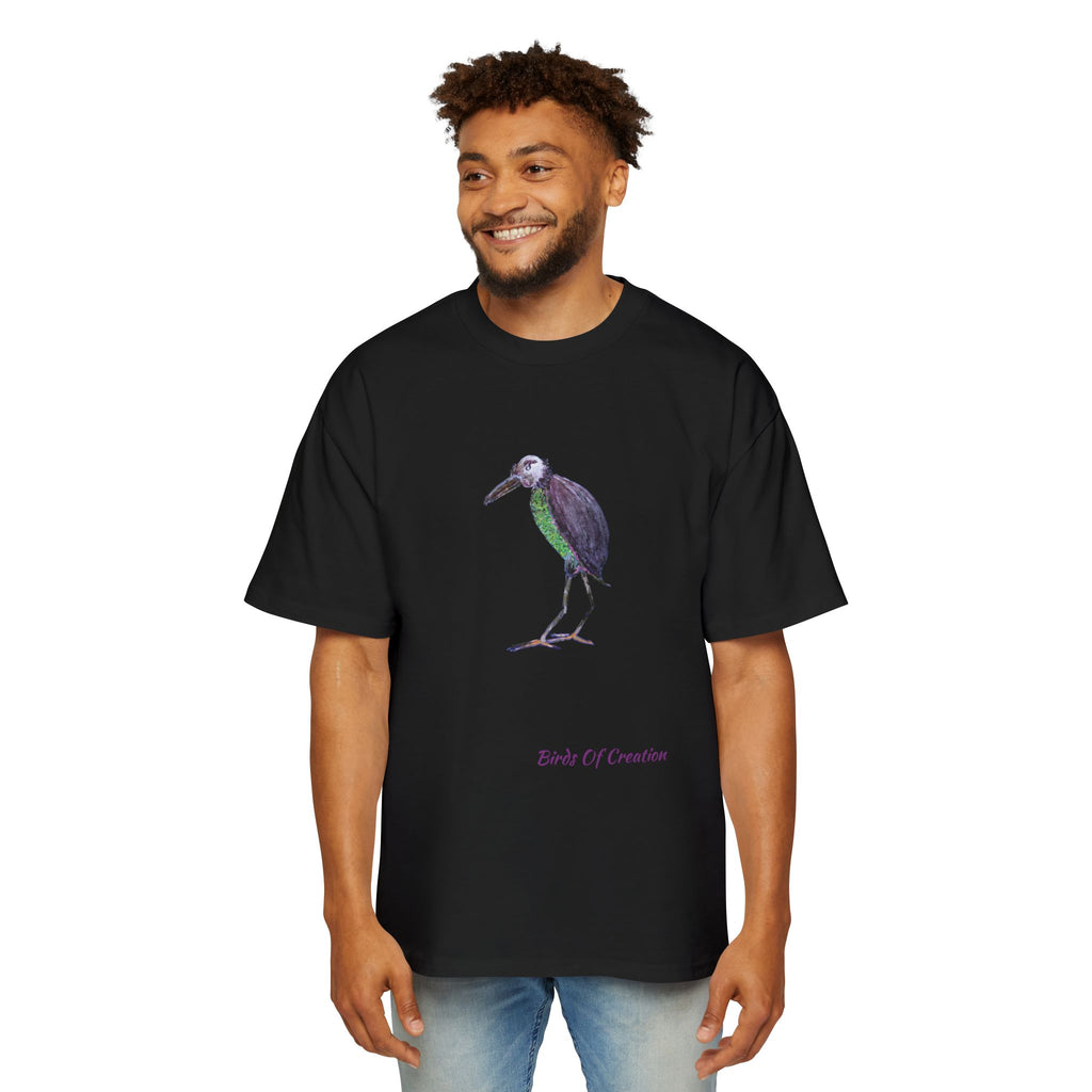 Men's Heavy Oversized Tee - Birds Of Creation No.2