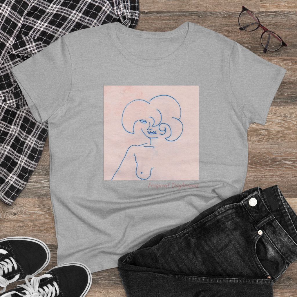 Women's Midweight Cotton Tee - Frequent Daydreams Sketch No.45