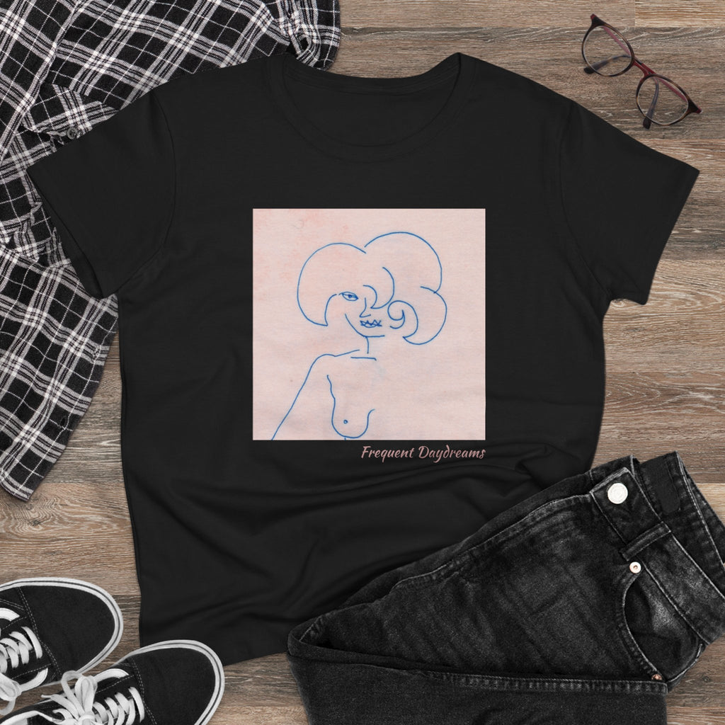 Women's Midweight Cotton Tee - Frequent Daydreams Sketch No.45