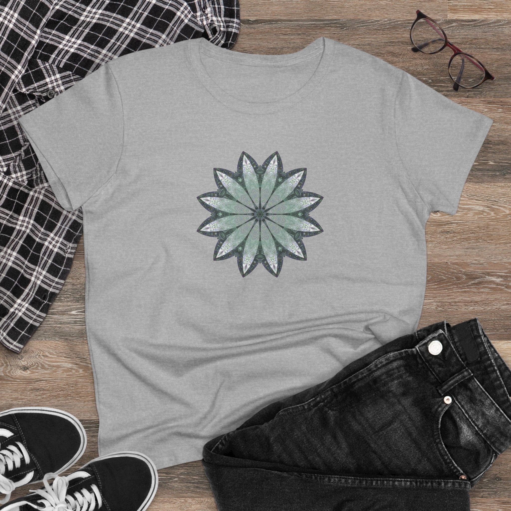 Women's Midweight Cotton Tee - Love Light Mandalas No.22