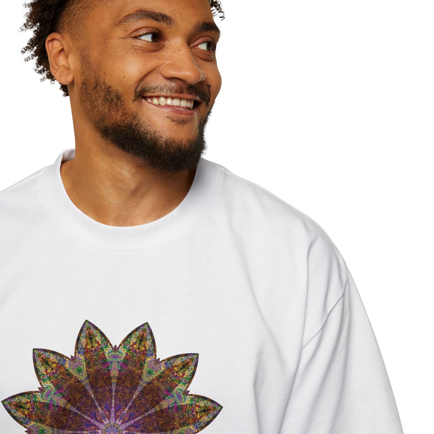 Men's Heavy Oversized Tee - Love Light Mandalas No.13