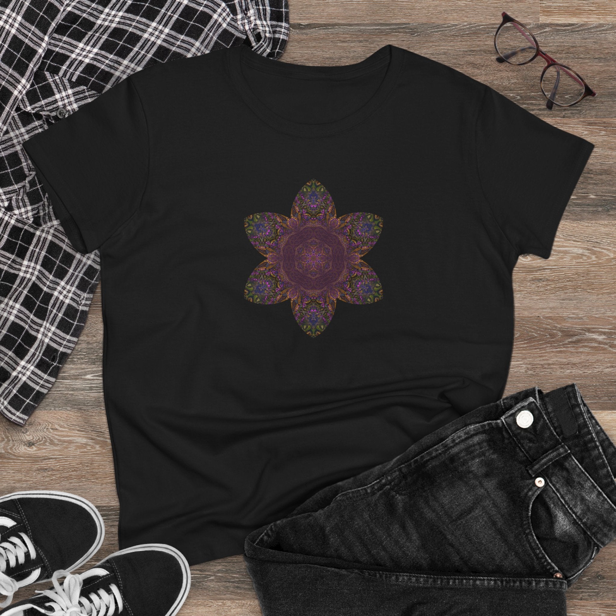 Women's Midweight Cotton Tee - Love Light Mandalas No.3
