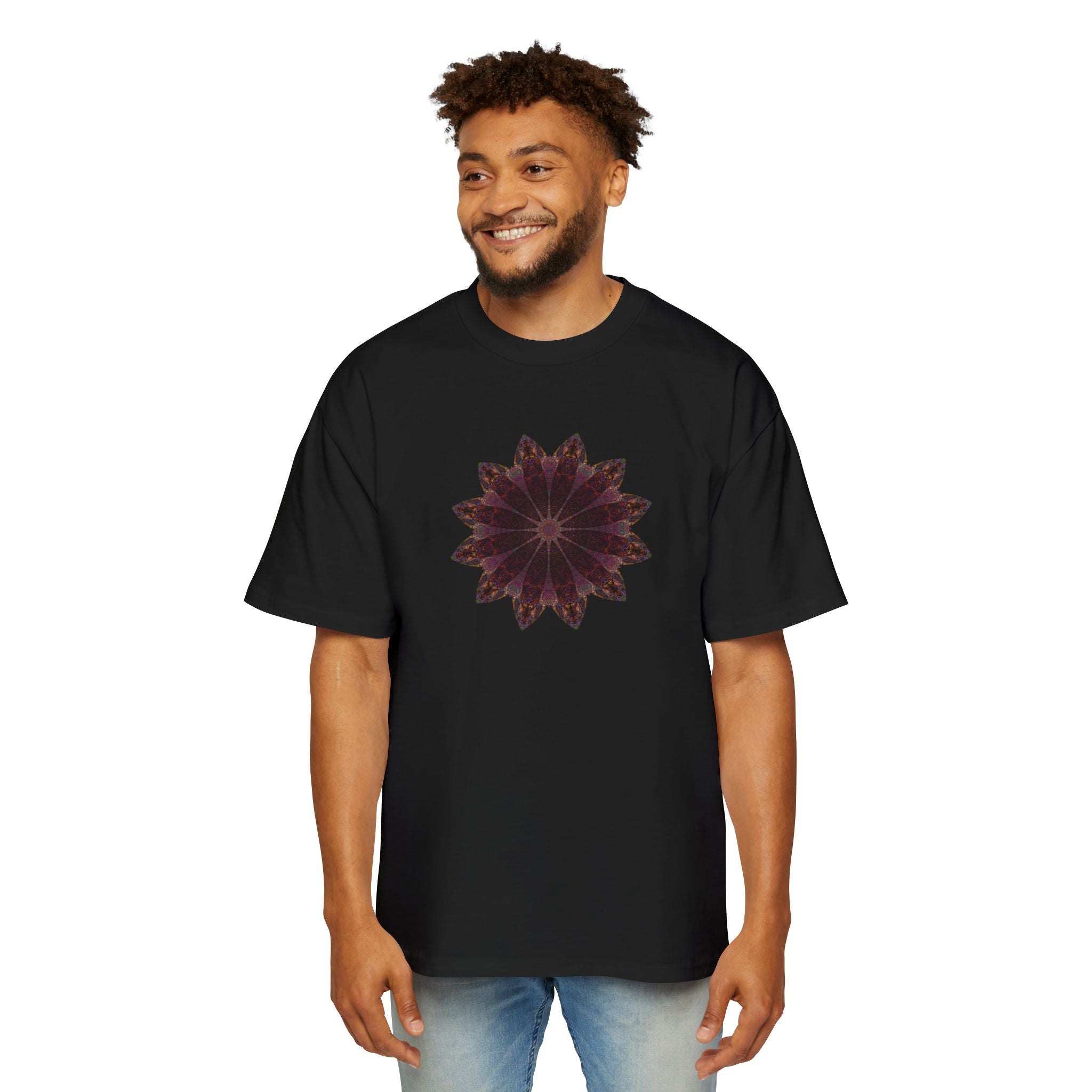 Men's Heavy Oversized Tee - Love Light Mandalas No.5