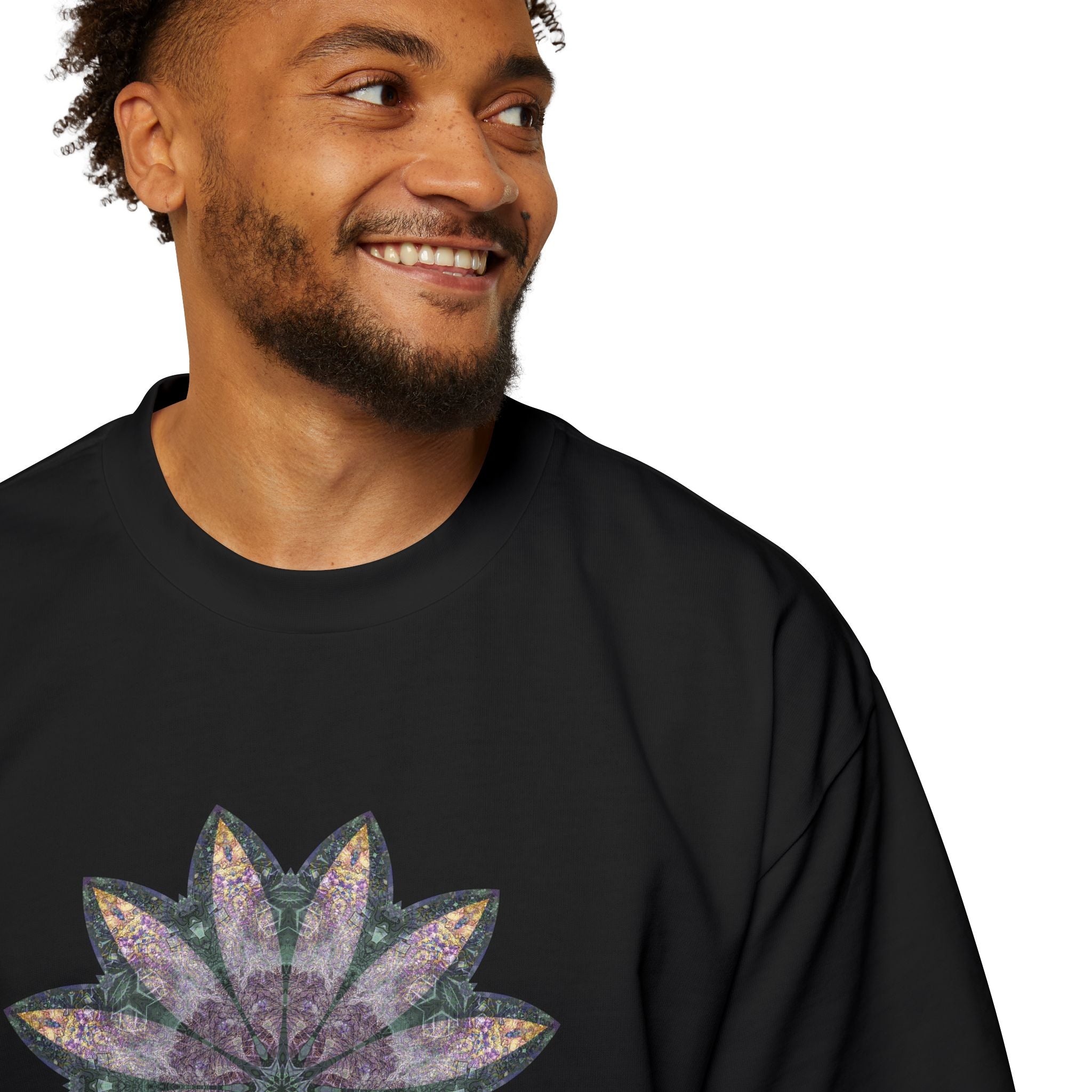 Men's Heavy Oversized Tee - Love Light Mandalas No.21