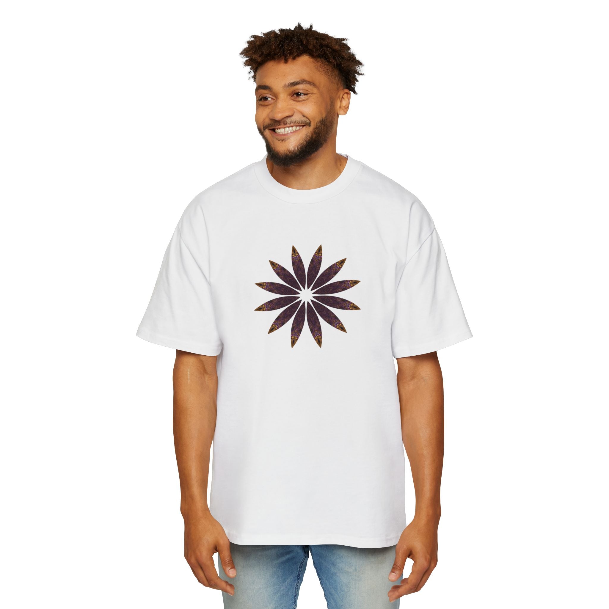 Men's Heavy Oversized Tee - Love Light Mandalas No.2