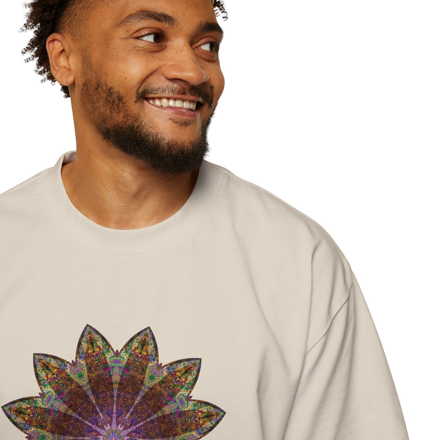 Men's Heavy Oversized Tee - Love Light Mandalas No.13