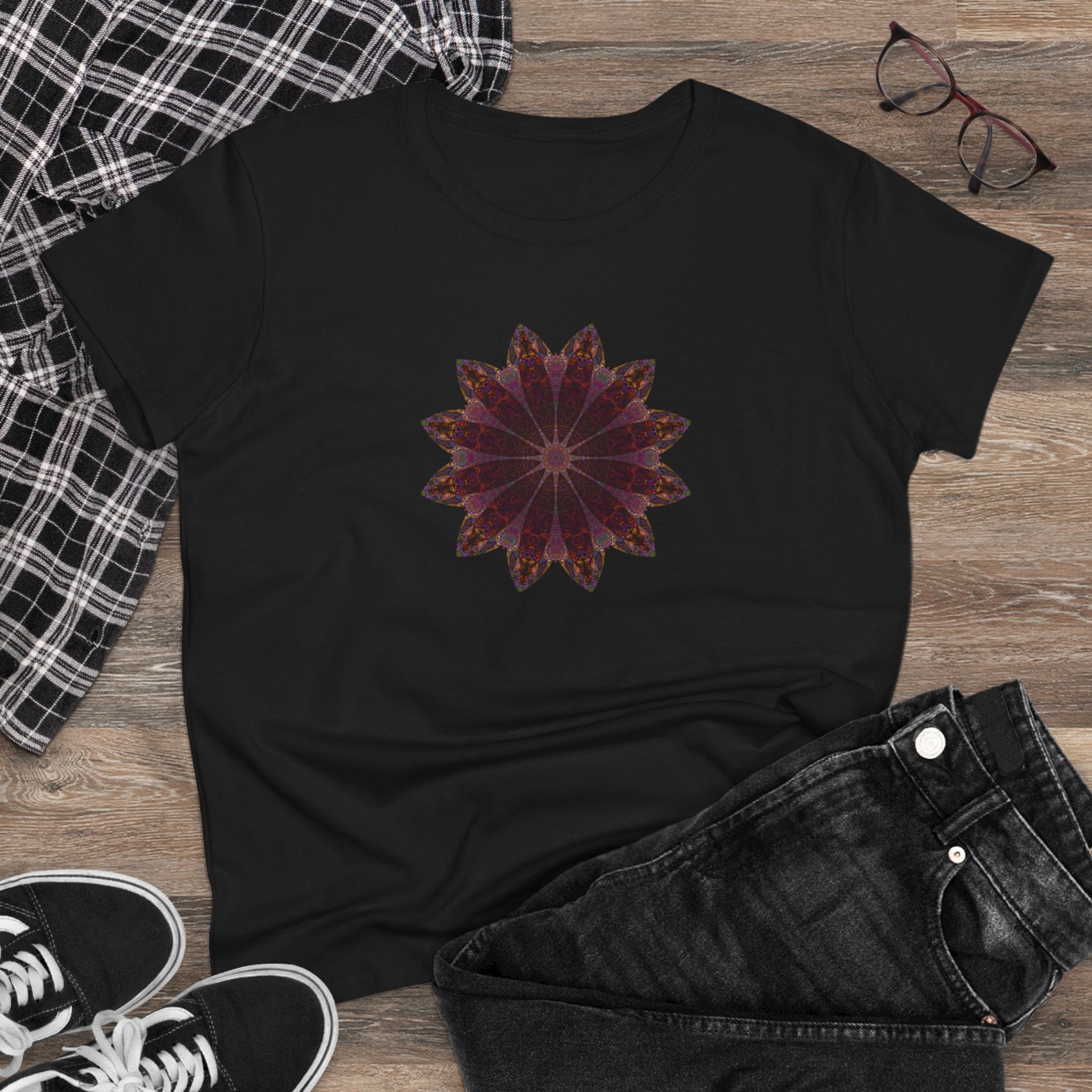Women's Midweight Cotton Tee - Love Light Mandalas No.5