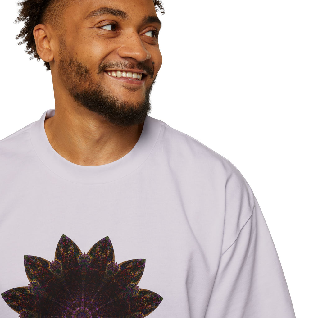 Men's Heavy Oversized Tee - Love Light Mandalas No.12