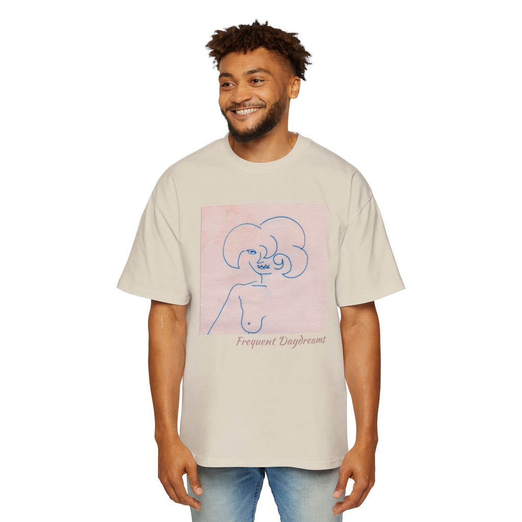 Men's Heavy Oversized Tee - Frequent Daydreams Sketch No.45