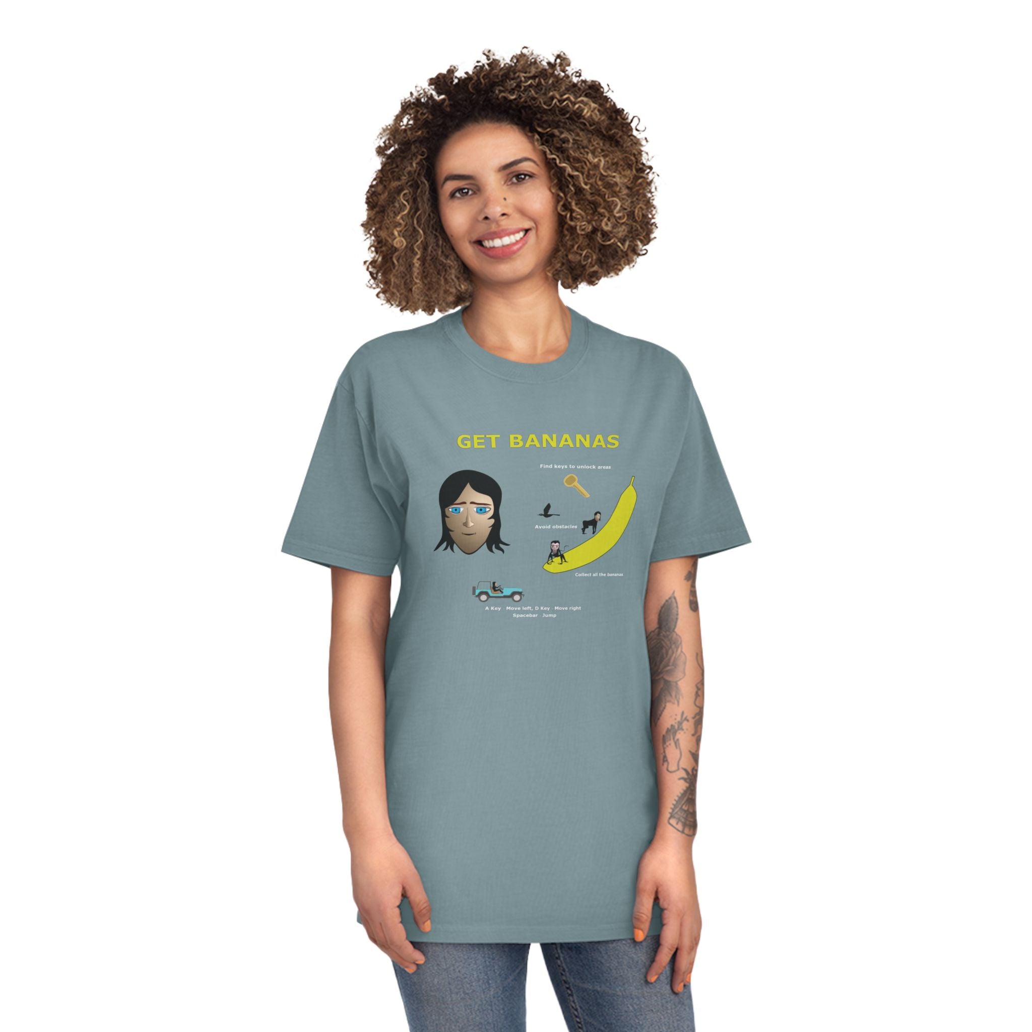 Unisex Faded Shirt - Monkey Shadows Get Bananas