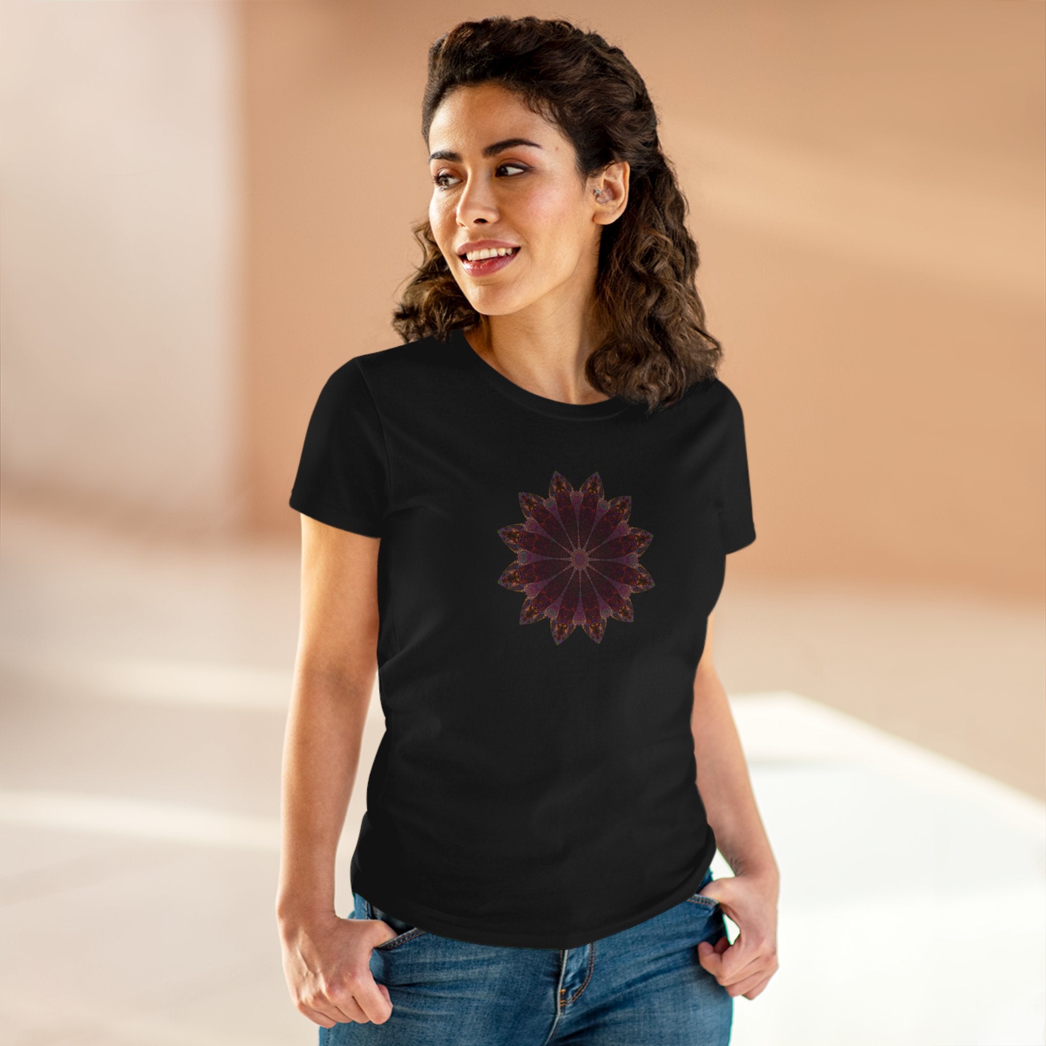 Women's Midweight Cotton Tee - Love Light Mandalas No.5
