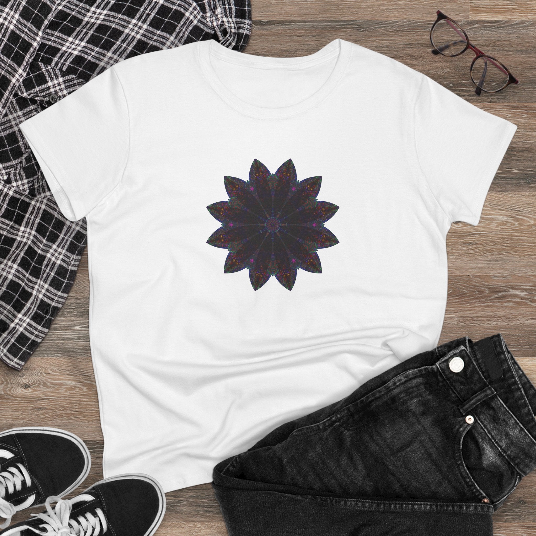 Women's Midweight Cotton Tee - Love Light Mandalas No.25
