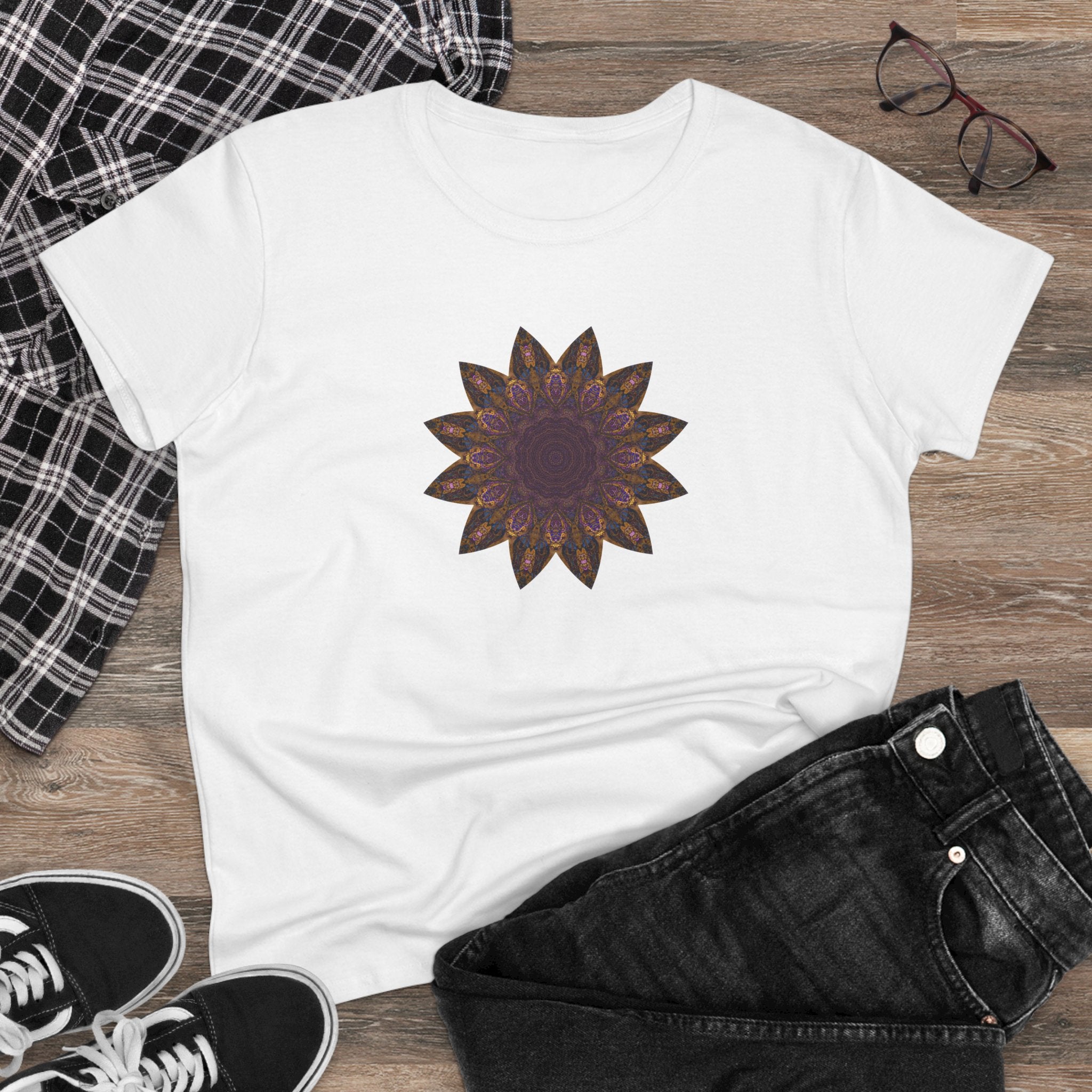 Women's Midweight Cotton Tee - Love Light Mandalas No.1