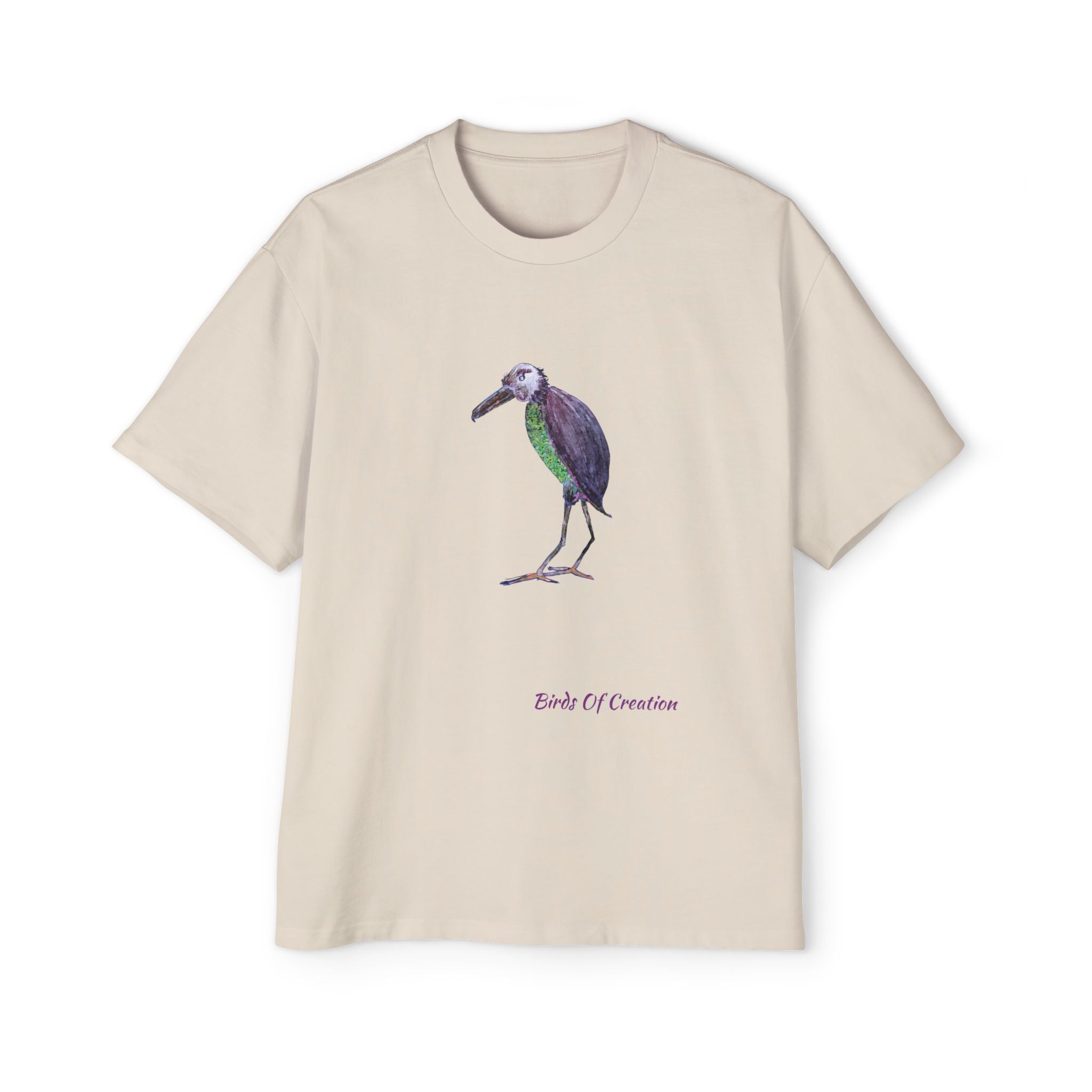 Men's Heavy Oversized Tee - Birds Of Creation No.2