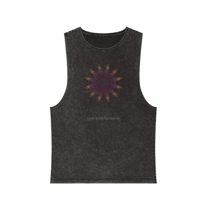 Unisex Stonewash Tank Top - Love Light Mandalas No.2