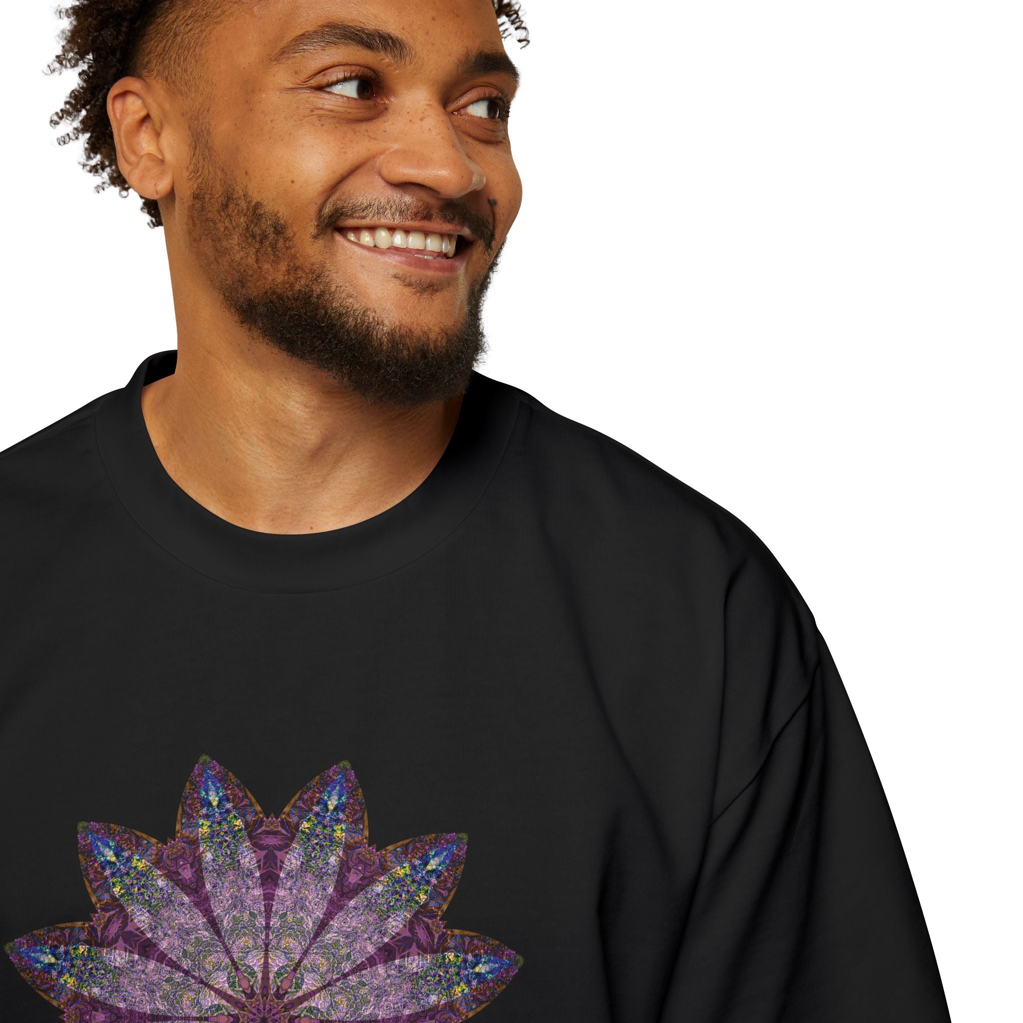 Men's Heavy Oversized Tee - Love Light Mandalas No.17