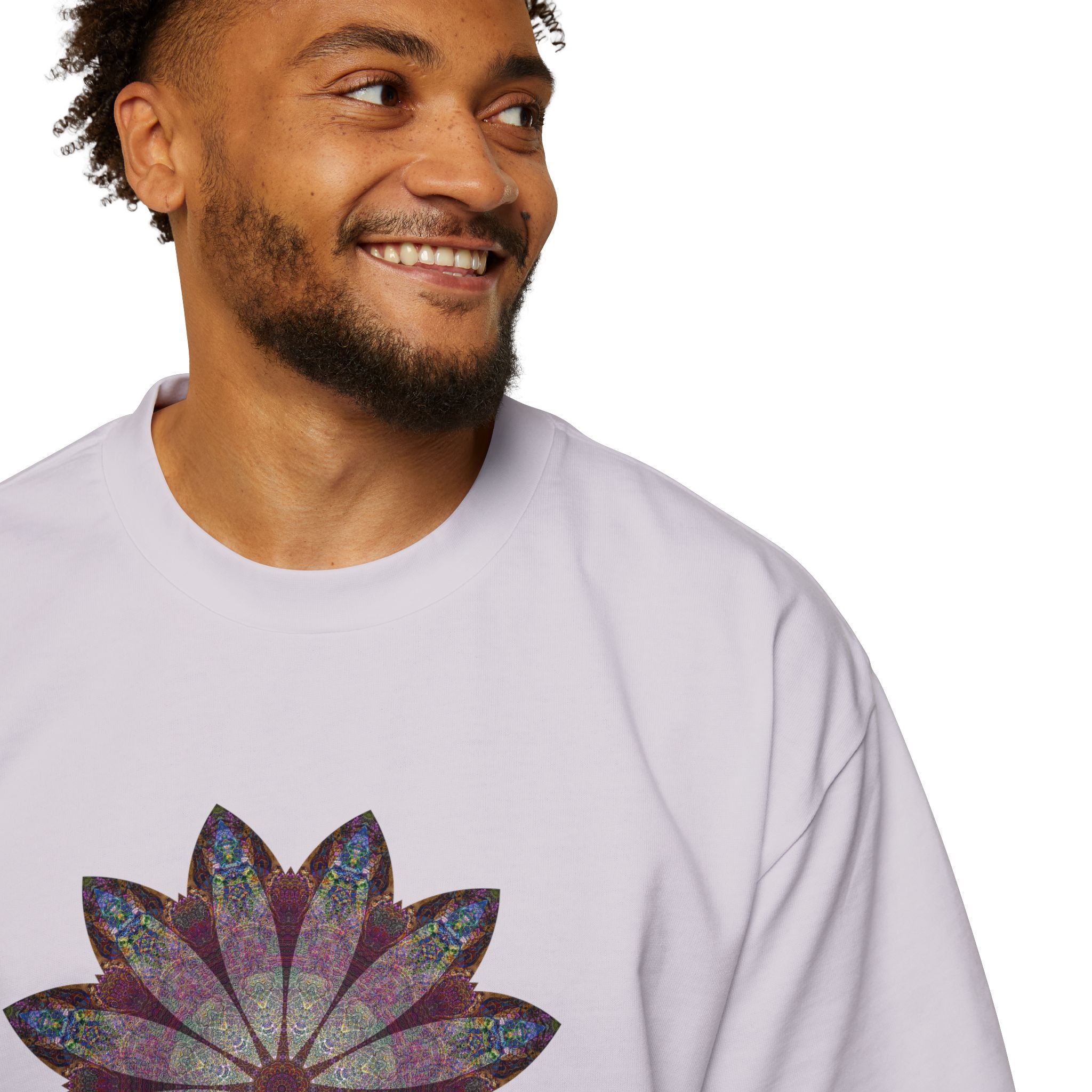 Men's Heavy Oversized Tee - Love Light Mandalas No.9