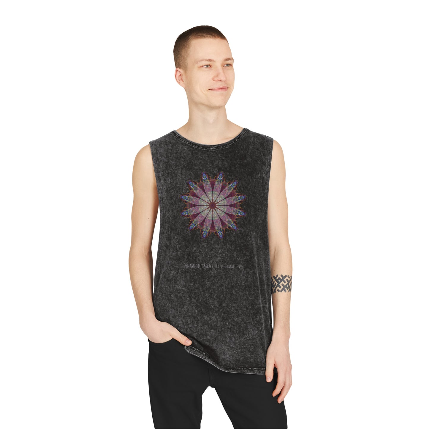 Unisex Stonewash Tank Top - Love Light Mandalas No.9