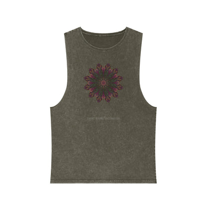 Unisex Stonewash Tank Top - Love Light Mandalas No.7