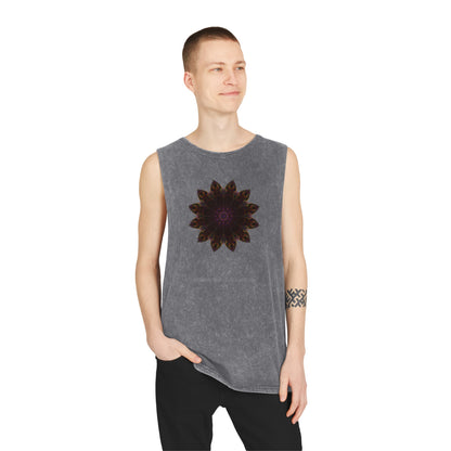 Unisex Stonewash Tank Top - Love Light Mandalas No.12