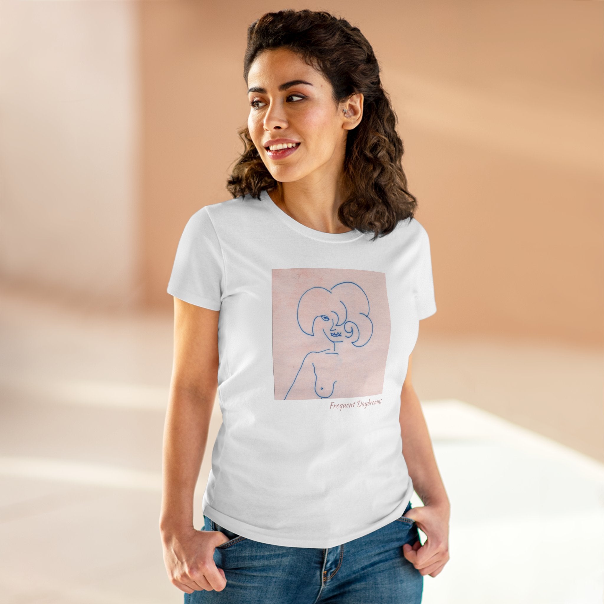 Women's Midweight Cotton Tee - Frequent Daydreams Sketch No.45