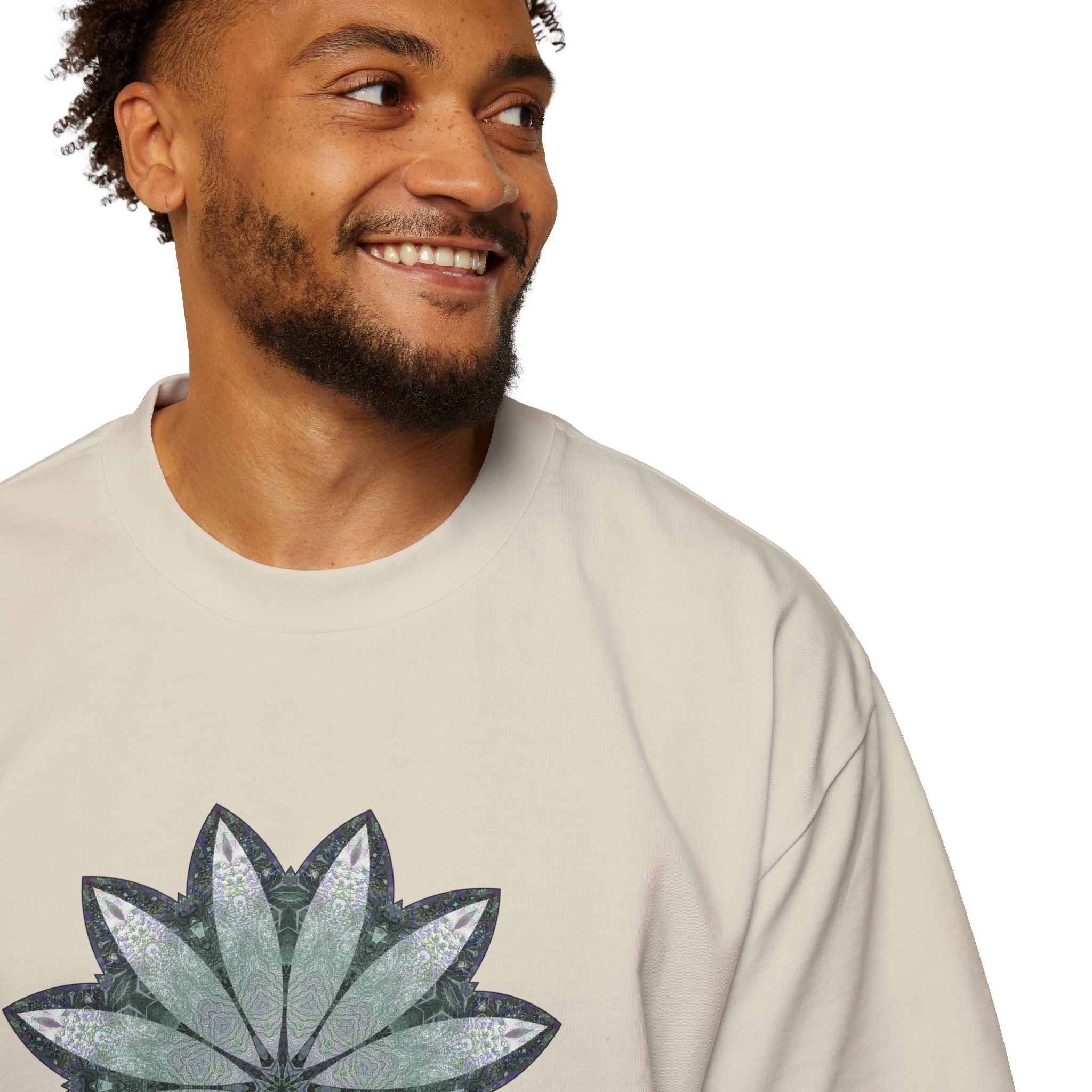 Men's Heavy Oversized Tee - Love Light Mandalas No.22