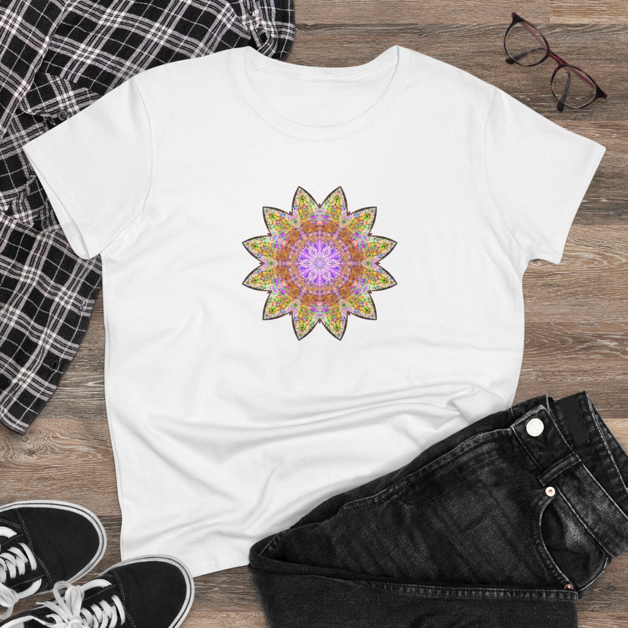 Women's Midweight Cotton Tee - Love Light Mandalas No.14