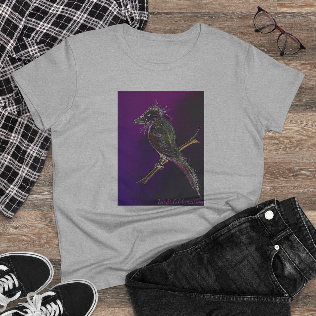 Women's Midweight Cotton Tee - Birds Of Creation No.1