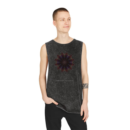 Unisex Stonewash Tank Top - Love Light Mandalas No.10