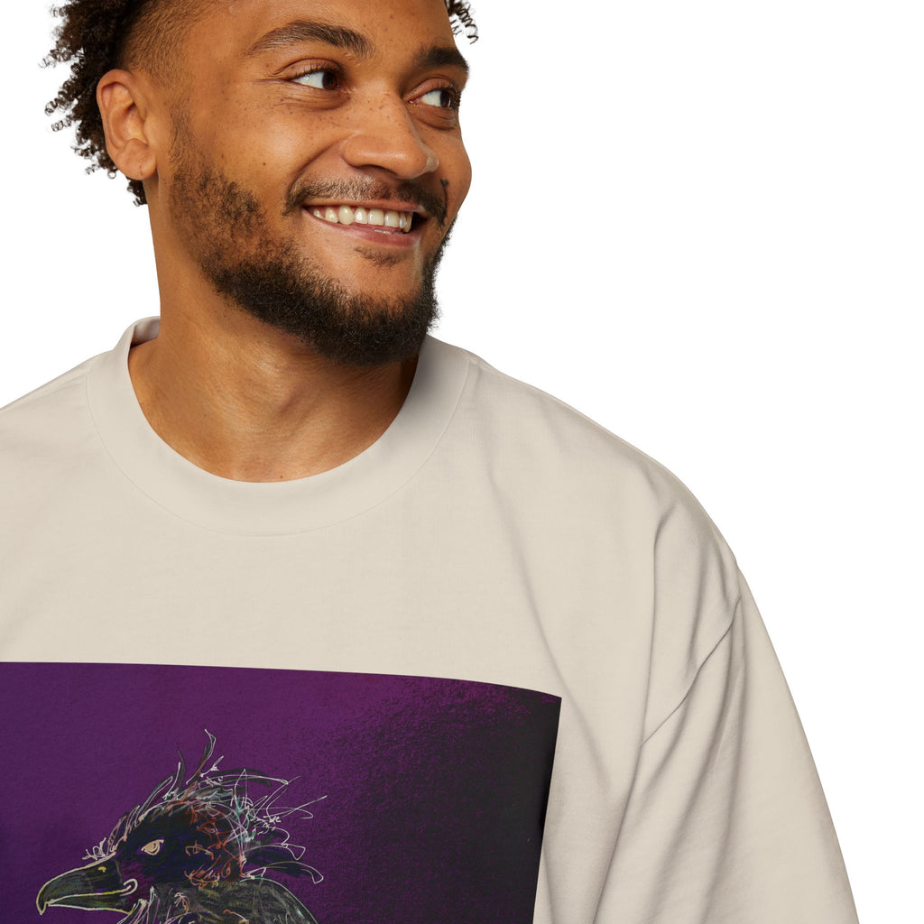 Men's Heavy Oversized Tee - Birds Of Creation No.1