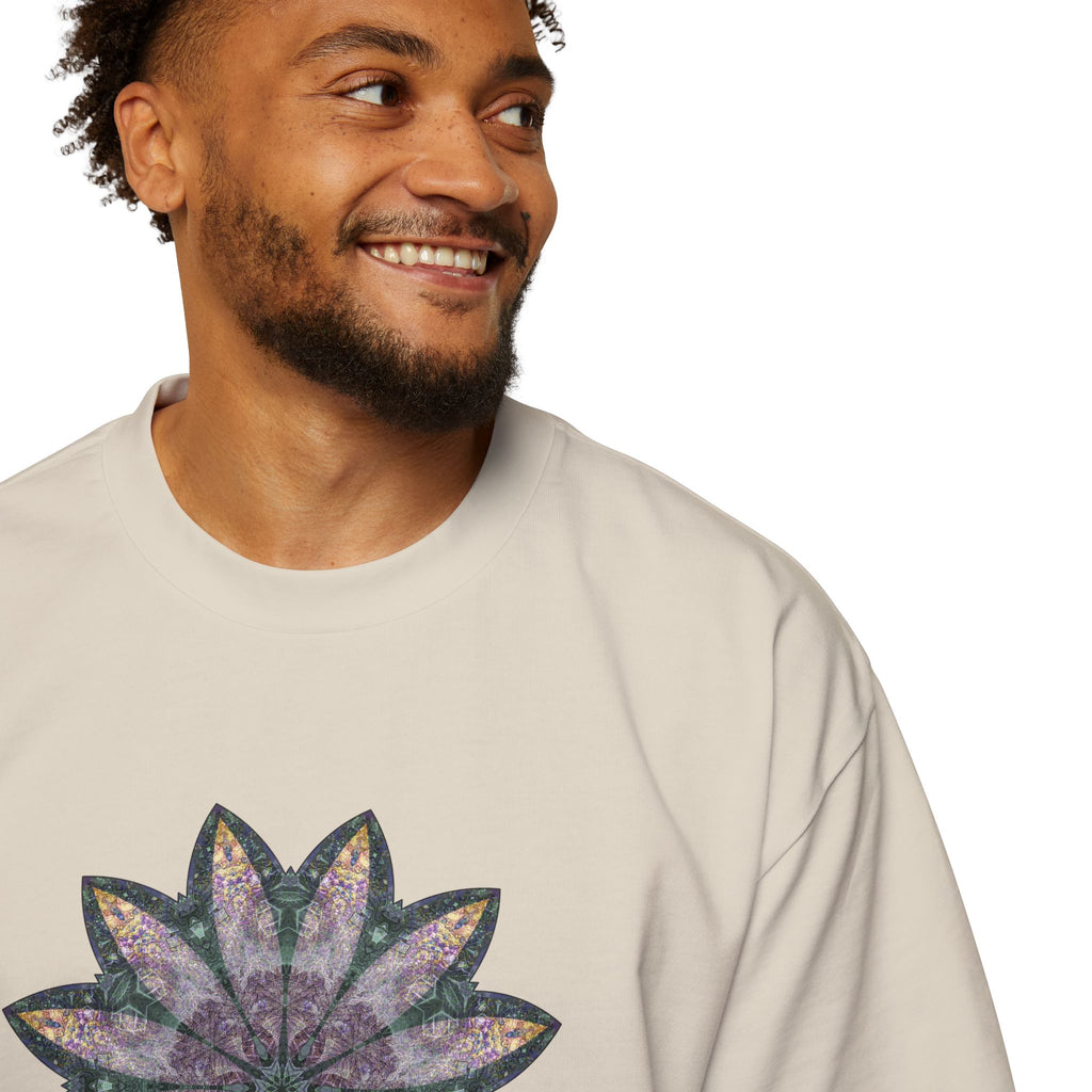 Men's Heavy Oversized Tee - Love Light Mandalas No.21